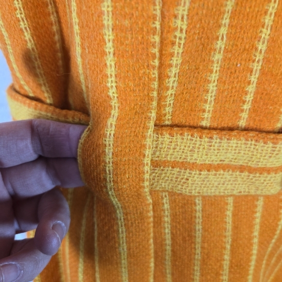 Vtg 1960s Lanz Orange Yellow Striped Sleeveless Mod Dress - Picture 8 of 10